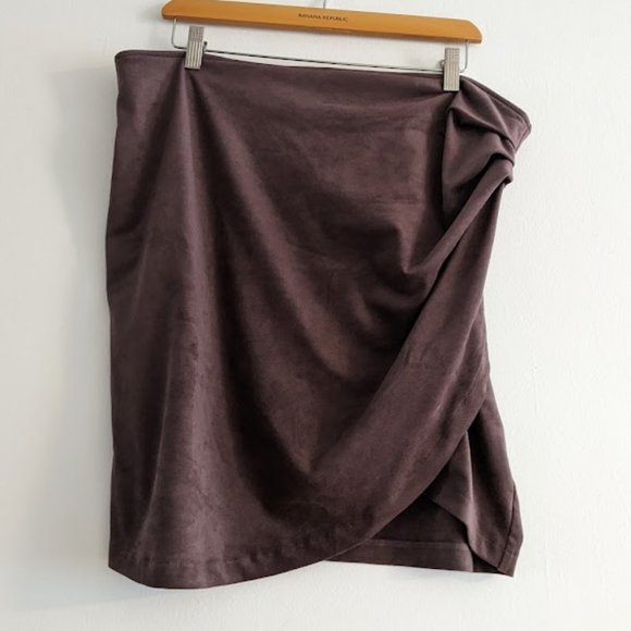 Forever 21+ Brown Wrap Tulip Mini Skirt Size 3X - Picture 1 of 7